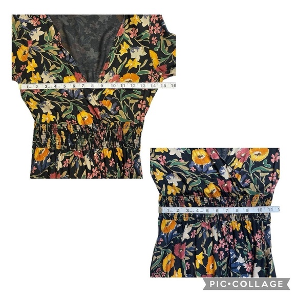 Zara Trafaluc Collection V-Neck Long Sleeve Floral Multicolored Midi Dress  Sz S - Picture 14 of 16